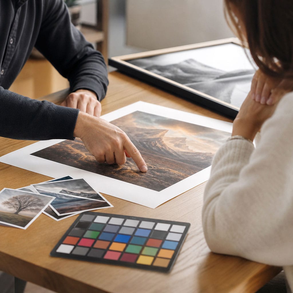Persönliche Beratung zur Bildauswahl im Fotostudio